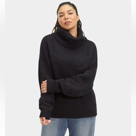 NWT UGG Navy Wool Roll-Neck Turtleneck Sweater Small Oversized - Picture 1 of 10